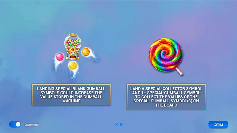 Sweet Candy Cash Stash - menyja kryesore dhe cilësimet e slotit